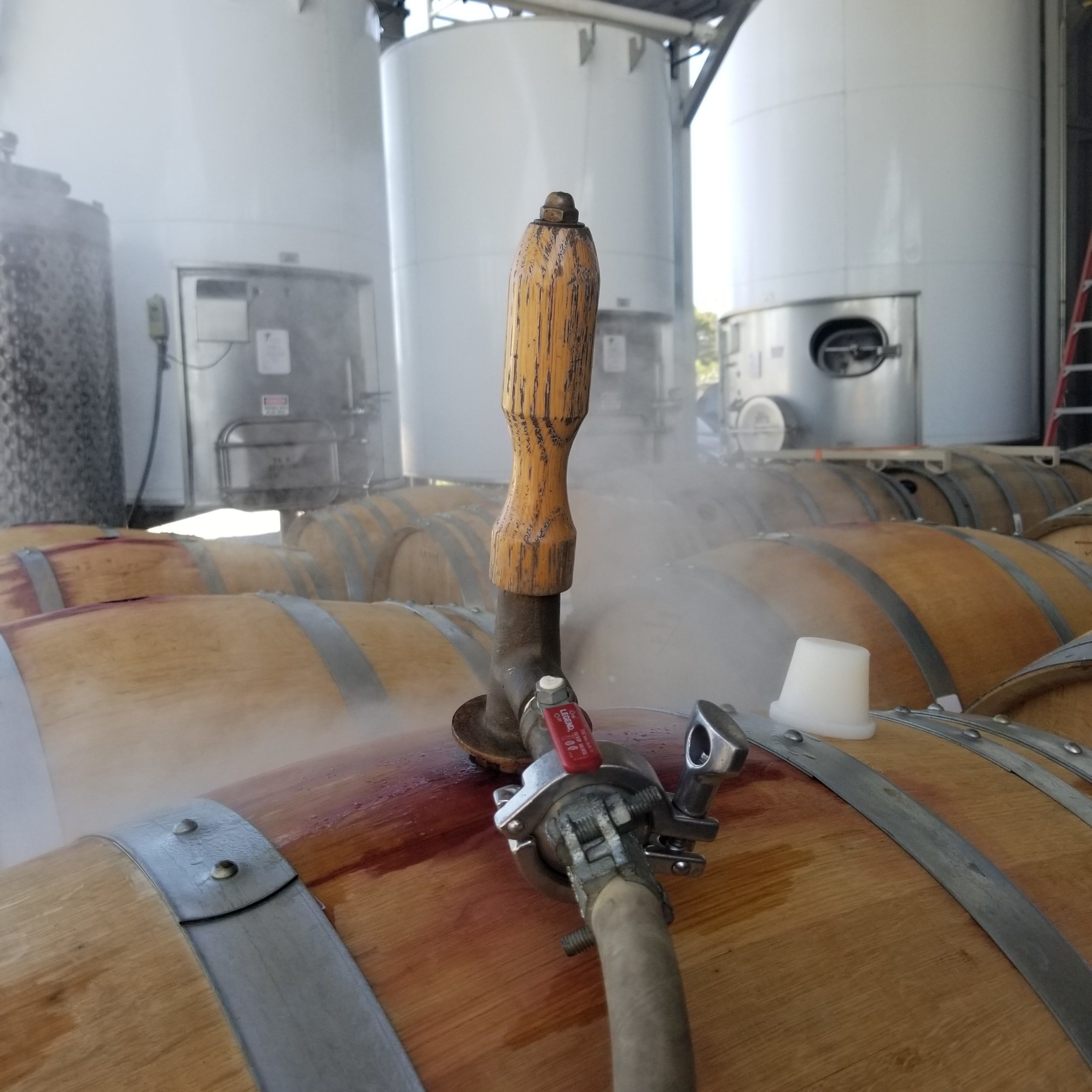 Barrel being steamed